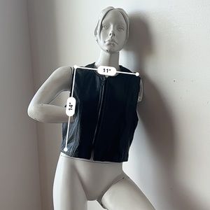 JACQUELINE FERRER Cropped Faux Leather Vest, Black, Vintage Size 8 (s)
